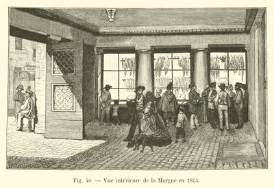 Vnitřní pohled na márnici v roce 1855 od French School