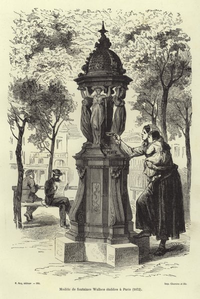 Wallaceova fontána instalována v Paříži v roce 1872 od French School