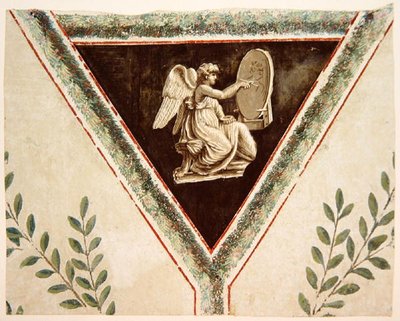 Detail tapety zobrazující panel s andělem od French School