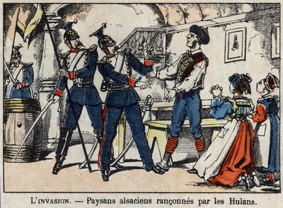Válka z roku 1870 mezi Francií a Pruskem: Alsaští rolníci ovládli Hulány (Uhlany, Houlanové) obraz Epinalu. od French School