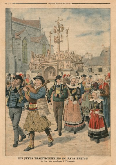 Svatební den v Plougastel, Bretaň, ilustrace z Le Petit Journal, příloha ilustrovaná, 27. ledna 1907 od French School