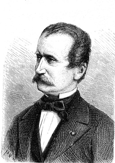 Wilhelm ENGERTH (1814-1884), itävaltalainen insinööri, ensimmäisen vuoristoveturin suunnittelija. Kaiverrus 1867 od French School