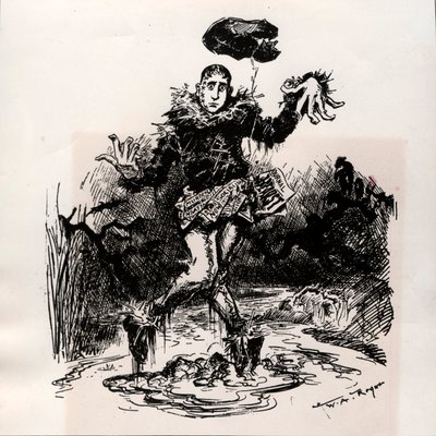 William Hearst, tiskový novinář se senzací, představovaný jako strašák v blátě - Karikatura Harper