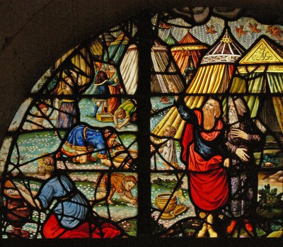 Window Charnier-10 zobrazující Mannu z nebe od French School
