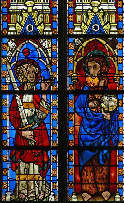 Okno Narthex S zobrazující svatého Jana Křtitele a svatého Pavla od French School