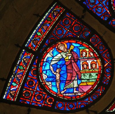 Okno Ww zobrazující svatého Petra s klíčem k nebi od French School