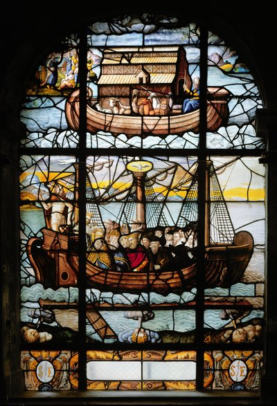 Okno zobrazující loď se svatými a Noemovou archou, 1612-22 od French School