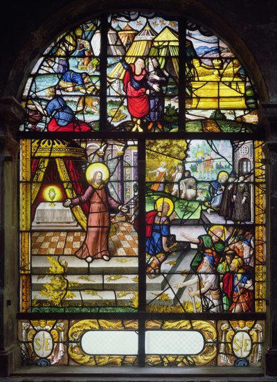 Okno zobrazující Shromáždění Manny, 1612-22 od French School