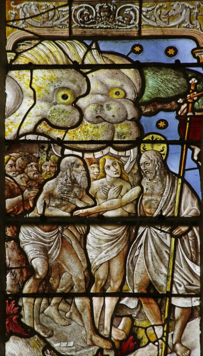 Okno zobrazující Harrowing of Hell od French School