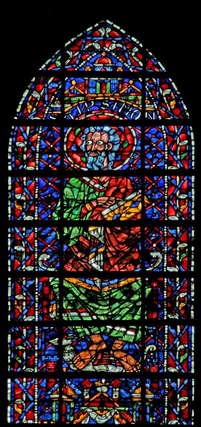 Okno w106 zobrazující svatého Šimona od French School