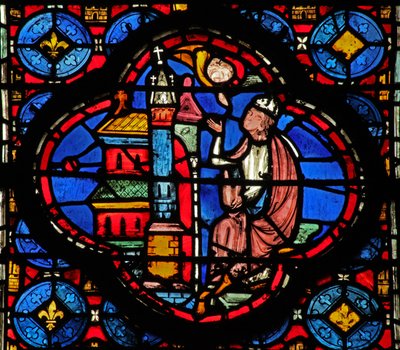 Okno w15 Holy Relics: Guiriace radí anděl (ze série St Helen?) od French School