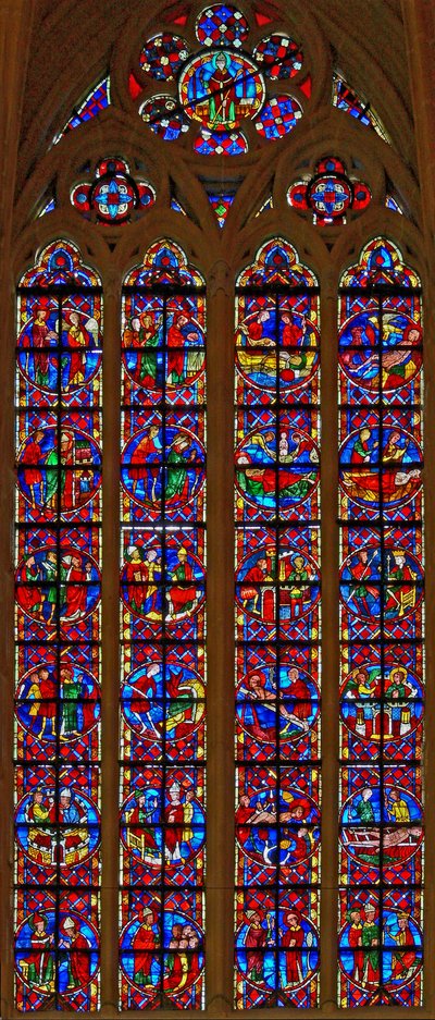Okno w211 zobrazující okno St Denis a St Vincent od French School