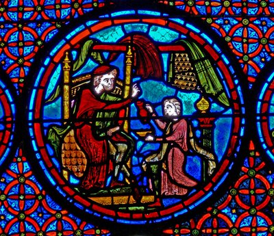 Okno w23 zobrazující Podobenství o ponorech a Lazarovi od French School