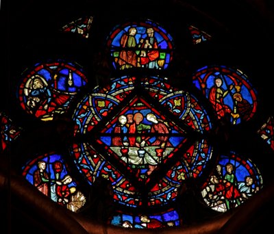 Window w4 scény z příběhu Ruth a Boaz od French School