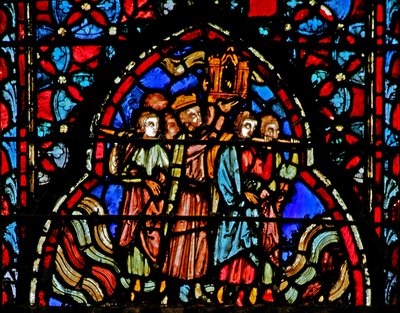 Okno w4 Překročení řeky Jordán s Archou úmluvy Josh III 15-16 od French School