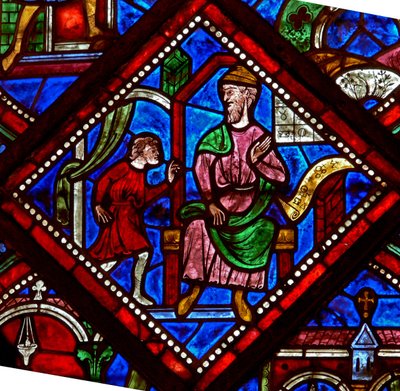 Okno w6 zobrazující Zázrak židovského chlapce – říká jeho otci, že přijal přijímání od French School