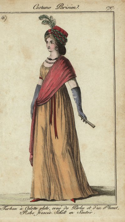 Žena v turbanu a překříženém šátku od French School