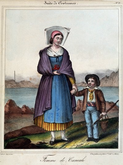 Žena z Cancale a její dítě, kolem roku 1845 od French School