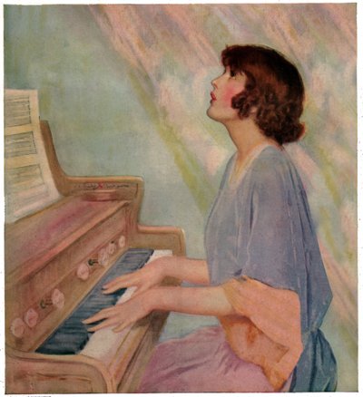 Žena hrající na varhany od French School