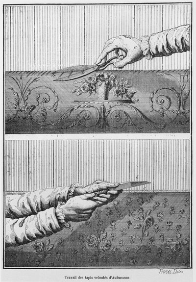 Práce na sametových tapisériích Aubusson od French School