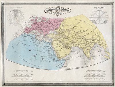 Svět známý starověku - Deska extrahovaná z „Univerzálního atlasu starověké a moderní geografie pro použití obytných škol“ od Vuillemina - ca. 1845 od French School