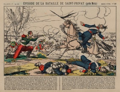 Zraněný francouzský dragoun střílející na pruského kopiníka v bitvě u Saint-Privat, francouzsko-pruská válka od French School
