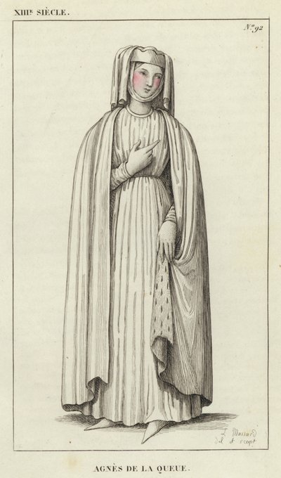 XIII. století, Agnes de la Queue (barevná rytina) od French School