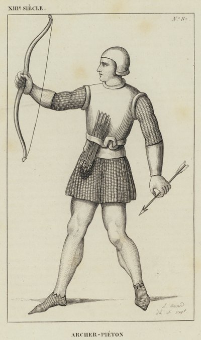 XIII Siecle, Archer-Pieton (rytina) od French School