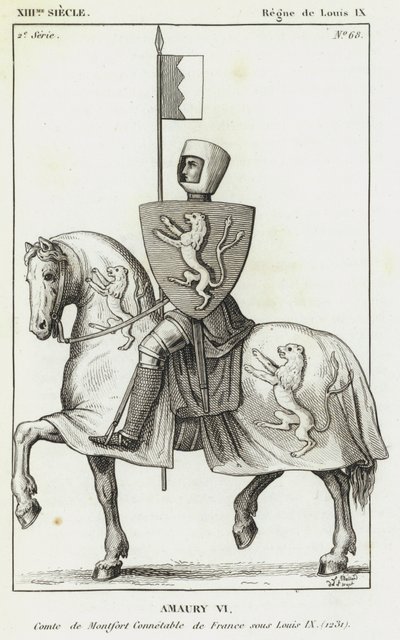 XIII století, vláda Ludvíka IX., Amaury VI., hrabě z Montfortu, francouzský konstábl za Ludvíka IX. od French School