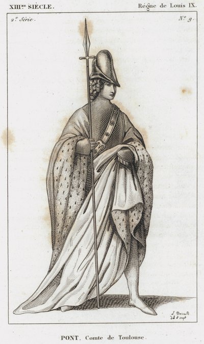 XIII. století, vláda Ludvíka IX., Pont, hrabě z Toulouse (rytina) od French School
