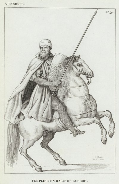XIII století, Templáři ve válečných šatech (rytina) od French School