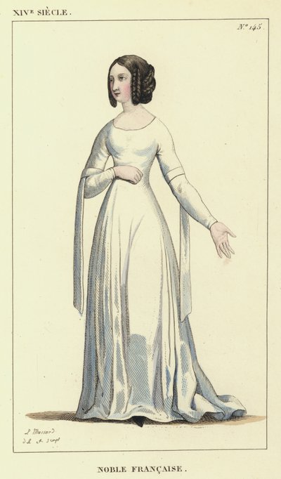 XIV Siecle, Noble Francaise (barevná rytina) od French School