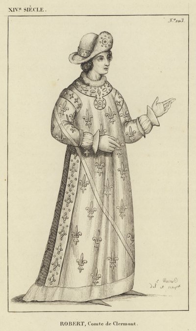 XIV století, Robert, hrabě z Clermontu (rytina) od French School