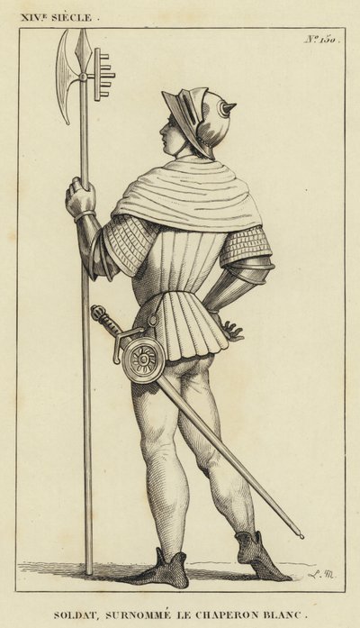 XIV století, voják, přezdívaný Bílá karkulka (rytina) od French School