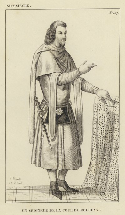 XIV století, Pán ze dvora krále Jana (rytina) od French School