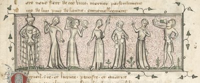 Yates Thompson 21, f. 165, Sedm smrtelných hříchů, kolem roku 1380 (vellum) od French School