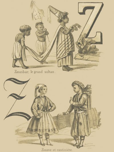 Z: Zanzibar, velký sultán/Zuave a cantiniere od French School