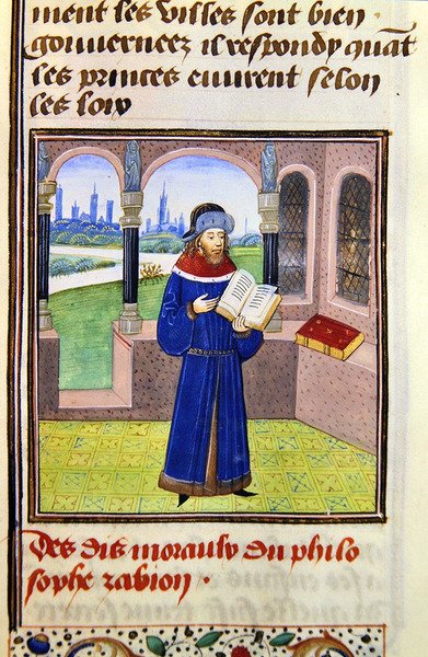 Zabion, z Histoire des Philosophes, konec 15. století (vellum) od French School