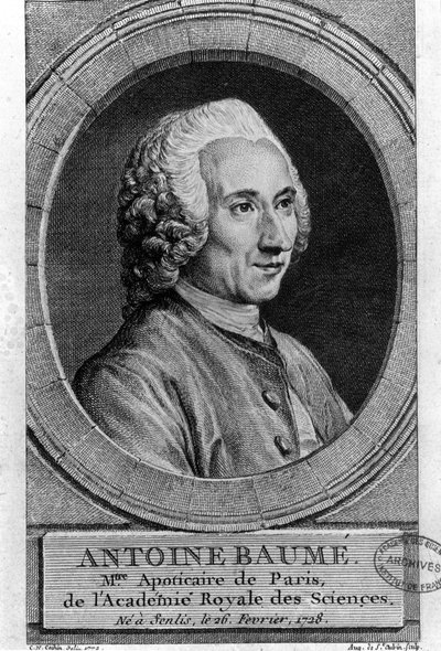 portrét Antoina Baumého (1728-1804), francouzského chemika a lékárníka. Apoticaire de Paris. Rytina z roku 1772. od French School