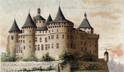 pohled na hrad Chastellux (Yonne). od French School