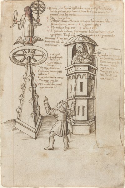 Socha příležitosti, kolemjdoucího a výčitky svědomí [fol. 8r] od French early 16th Century