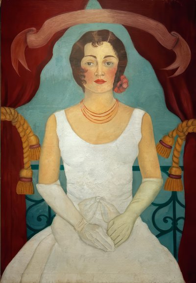 Portrét dámy v bílých šatech od Frida Kahlo