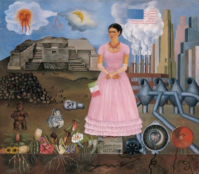 Autoportrét na hranici mezi Mexikem a USA od Frida Kahlo