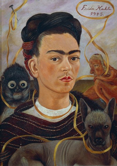 Autoportrét s Changuito od Frida Kahlo