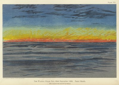 Ubývající polární den, 22. září 1893, pastelová skica (barva lito) od Fridtjof Nansen