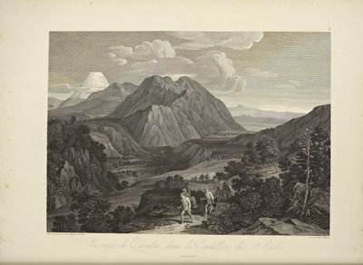 Průchod Quindiu, v Kordillerách And, kreslil Koch, ilustrace z „Pohledy na Kordillery a památky domorodých národů Ameriky“ od Alexandra von Humboldta a Aime Bonpland od Friedrich Alexander Baron von (after) Humboldt