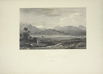 Pyramida Cholula, nakreslil Gmelin, ilustrace z „Pohledy na Kordillery a památky domorodých národů Ameriky“ od Alexandra von Humboldta a Aime Bonpland od Friedrich Alexander Baron von (after) Humboldt