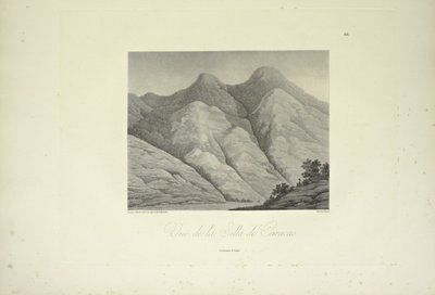 Pohled na Silla de Caracas, kreslil Marchais, ryl Bouquet, ilustrace z „Pohledy na Kordillery a památky domorodých národů Ameriky“ od Alexandra von Humboldta a Aime Bonpland od Friedrich Alexander Baron von (after) Humboldt