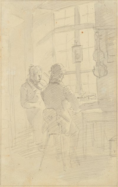 Dva muži hrající na housle od Friedrich August Mathias Gauermann