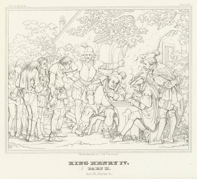 Král Jindřich IV, část II, dějství III, scéna 2 (rytina) od Friedrich August Moritz Retzsch